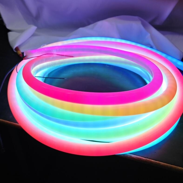 360 degree rgb 20mm silicone led strip neon flex rope light 24v rgbic woven soft tubes digital hose